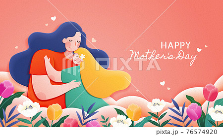 Giving a hug on happy mother's day 76574920