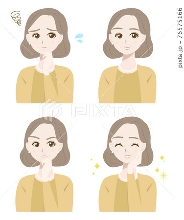 上品なシニア女性の表情セット 76575166