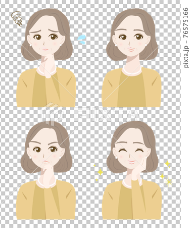 上品なシニア女性の表情セット 76575166