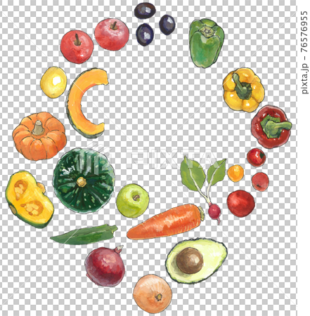 手描きカラフル野菜イラスト 76576955