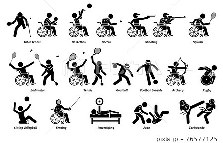 Disabled Indoor Sport And Games For Handicapped のイラスト素材