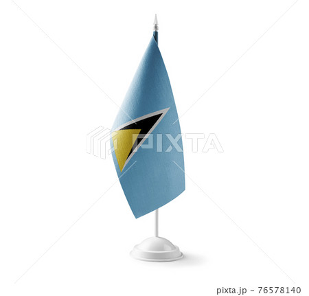 Small national flag of the Saint Lucia on a white background 76578140