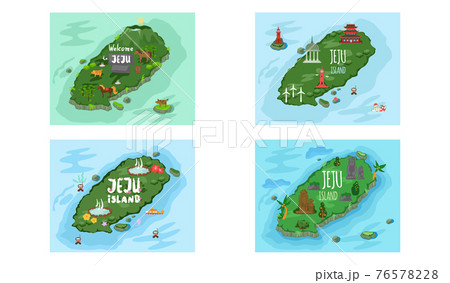 Welcome to Jeju island in South Korea, traditional landmarks, symbols. Korean land with traditional attractions 76578228
