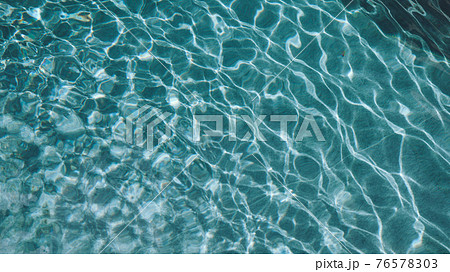 Abstract pool water.  Swimming pool bottom caustics ripple and flow with waves background surface of blue swimming pool 76578303