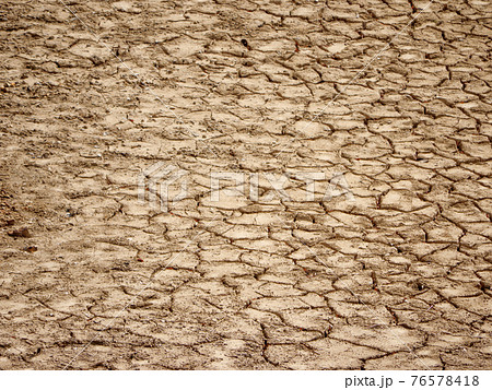 干上がった池のひび割れた土 76578418