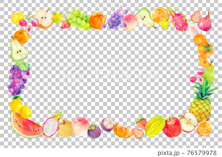 水彩イラスト 果物フレーム フルーツ 水彩イラスト 果物フレーム フルーツ 76579978