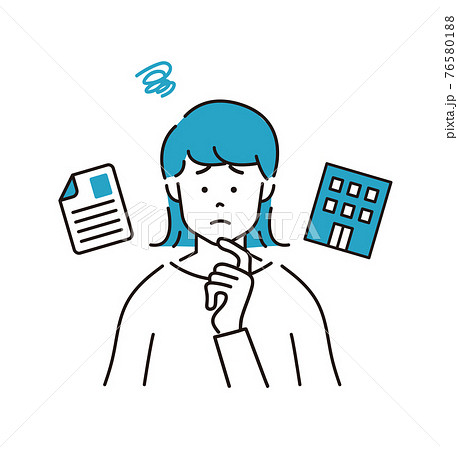 人物　就活　転職　ビジネス　悩む 76580188