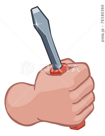 Electrician Handyman Hand Holding Screwdriver 76580360
