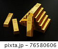 3d rendering Stack of gold bars 1000 grams on a black background. financial and Banking business concepts, background concepts,  3D illustration. 76580606