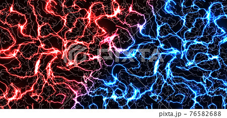 Versus, battle background, red and blue electrical discharges, lightning, cracks. Background for racing, battle, competition, sports and games. Vector illustration Versus, battle background, red and blue electrical discharges, lightning, cracks. Background for racing, battle, competition, sports and games. Vector illustration 76582688
