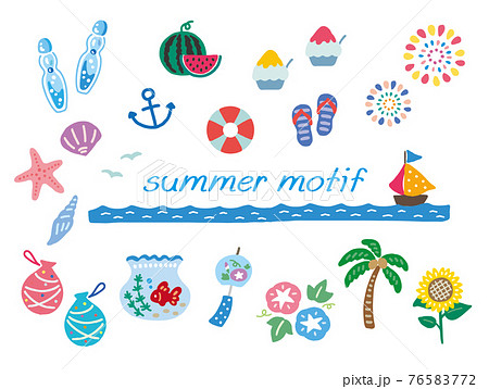 Cute Summer Set Illustration Stock Illustration