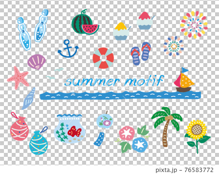 Cute summer set illustration 76583772