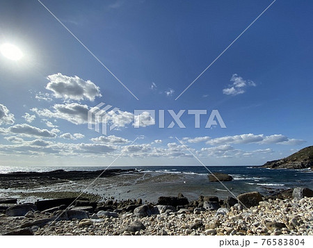 南紀熊野ジオパーク 八十磯の波食棚　干潮時 76583804