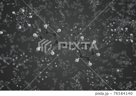 Molecule of diphenylacetylene, ball-and-stick molecular model. Scientific 3d rendering 76584140