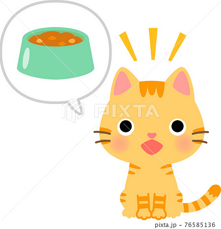 ご飯を催促して鳴くトラ猫のイラスト素材