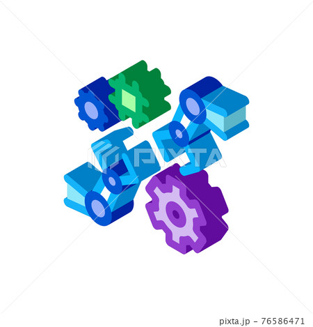 robotic arm process of machine learning isometric icon vector illustration 76586471