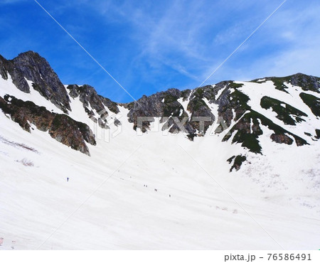 残雪 春先の木曽駒ケ岳の風景 雪山登山 残雪 春先の木曽駒ケ岳の風景 雪山登山 76586491