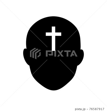 キリスト教信仰のイメージイラスト 十字架と顔のシルエット のイラスト素材