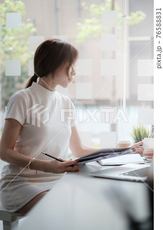 Concept of finance economy, banking business and stock market research. Business accountant or financial holding paperwork. 76588831
