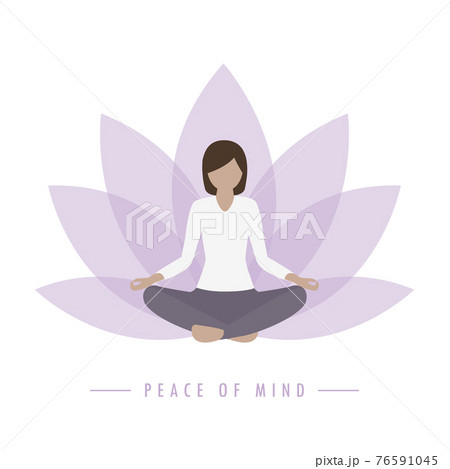 yoga girl lotus flower background peace of mind 76591045
