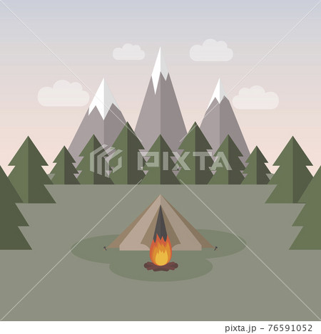 wanderlust camping adventure in the wilderness tent in snowy mountain 76591052