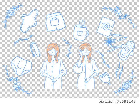 有衛生用品和月經來潮的女性 有衛生用品和月經來潮的女性 76591145