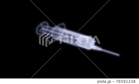 Synthwave retro style medical syringe 3d render 76591238