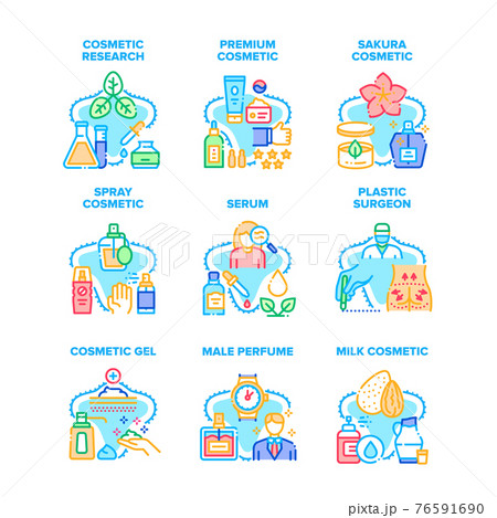Cosmetic Research Set Icons Vector Illustrations Cosmetic Research Set Icons Vector Illustrations 76591690