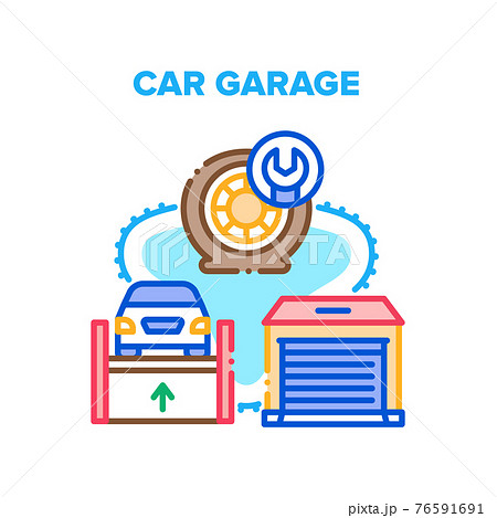 Car Garage Place Vector Concept Color Illustration 76591691