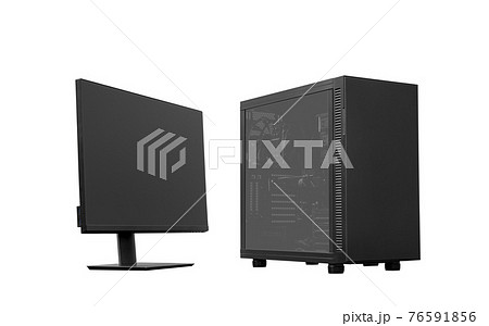 set of big black chassis tower system unit with monitor set of big black chassis tower system unit with monitor 76591856