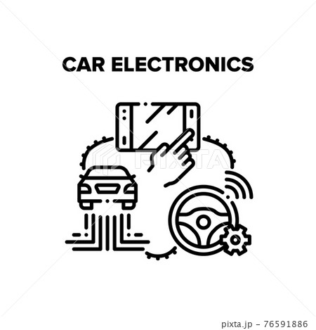 Car Electronics Vector Black Illustration Car Electronics Vector Black Illustration 76591886