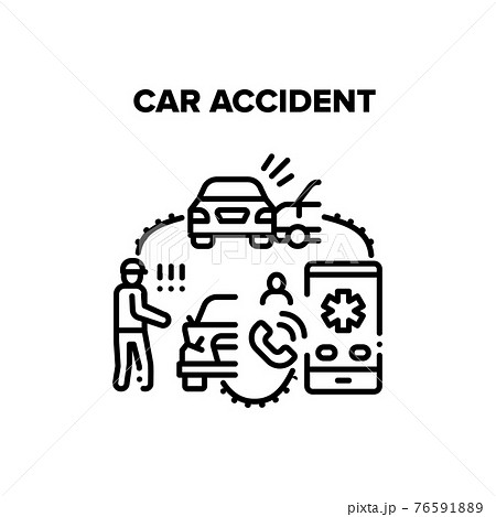 Car Accident Vector Black Illustration Car Accident Vector Black Illustration 76591889