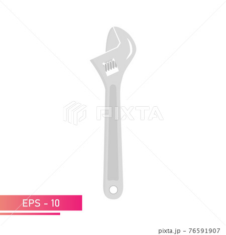 Sliding wrench in the folded state. Adjustable wrench. Isolated on a white background. Flat realistic vector illustration. Sliding wrench in the folded state. Adjustable wrench. Isolated on a white background. Flat realistic vector illustration. 76591907
