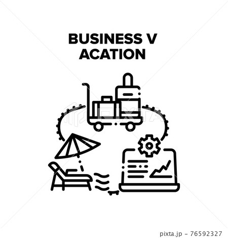 Business Vacation Travel Vector Black Illustration 76592327