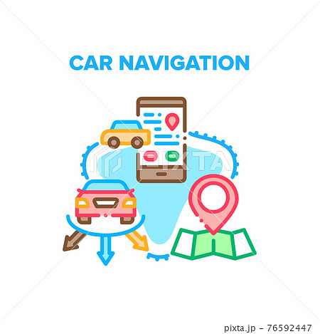 Car Navigation Vector Concept Color Illustration 76592447