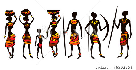 Illustration of people from Africa. Men and women national clothes. 76592553