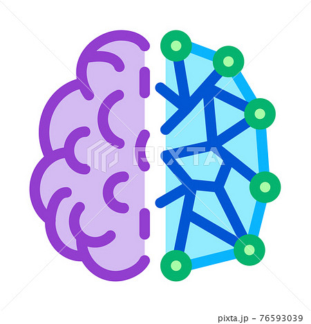 artificial intelligence, ai human and digital brain color icon vector illustration 76593039