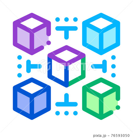 3d machine learning color icon vector illustration 76593050