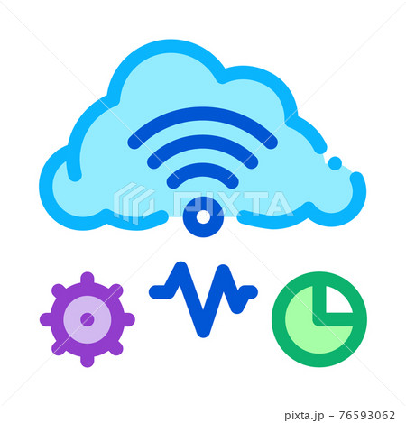 cloud computing and machine learning color icon vector illustration 76593062