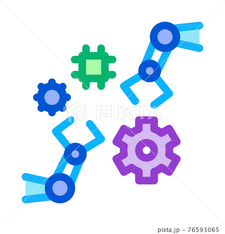 robotic arm process of machine learning color icon vector illustration 76593065