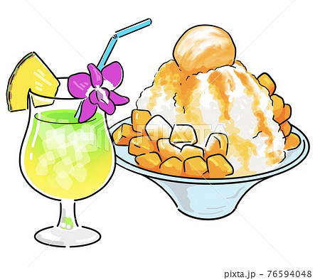 トロピカルジュースとかき氷のイラスト素材