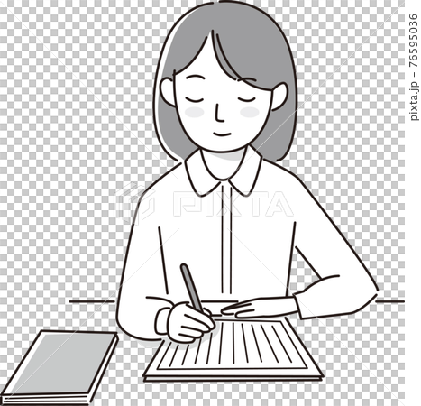 Vector illustration of a woman writing a manuscript 76595036
