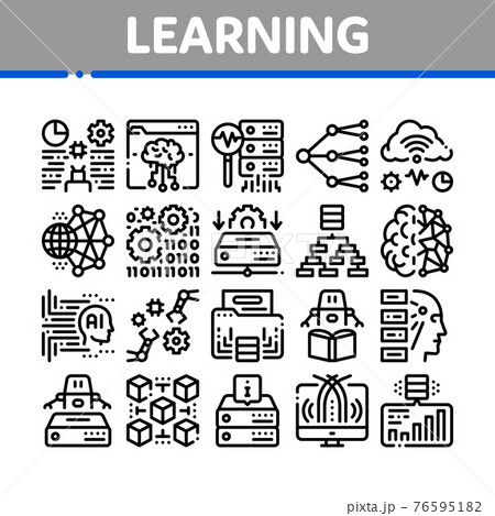 Machine Learning Ai Collection Icons Set Vector 76595182