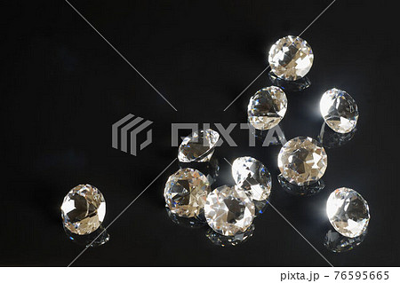 Several excellent pure diamonds with reflection on black mirror background close up view. Jewelry diamonds sale, invitation, action, discount banner, poster, card template copy space Several excellent pure diamonds with reflection on black mirror background close up view. Jewelry diamonds sale, invitation, action, discount banner, poster, card template copy space 76595665