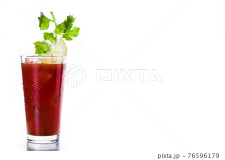 Bloody Mary cocktail in glass and ingredients 76596179