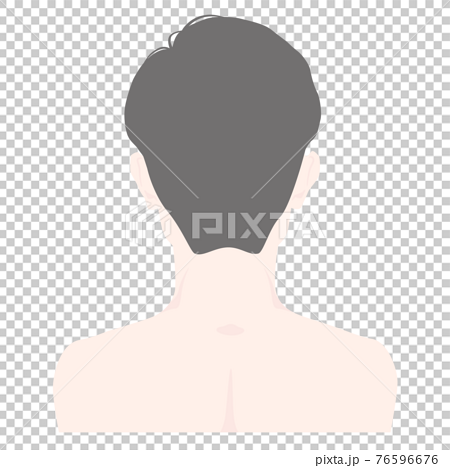 髪の毛あり 男性の背後 背面 後頭部側のイラスト 主線なしのイラスト素材