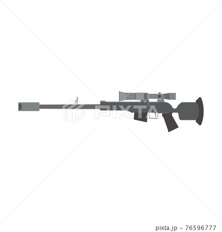 Sniper rifle gun army weapon vector illustration military firearm. Violence trigger sniper rifle assault target war. Automatic handgun police silhouette isolated white. Machine gun ammunition scope Sniper rifle gun army weapon vector illustration military firearm. Violence trigger sniper rifle assault target war. Automatic handgun police silhouette isolated white. Machine gun ammunition scope 76596777