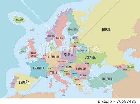 Political Map Of Europe With Different Colors のイラスト素材