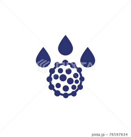 virus and water drops icon on white 76597634
