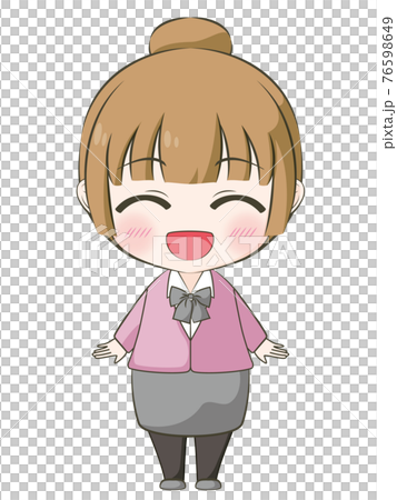 商務型微笑的女人動漫風格的變形的插圖 76598649